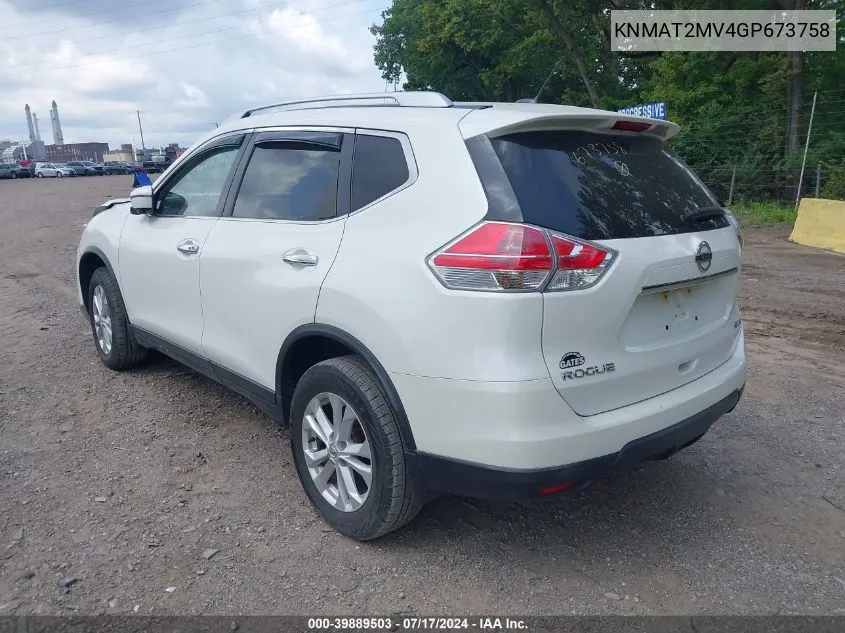 2016 Nissan Rogue Sv VIN: KNMAT2MV4GP673758 Lot: 39889503