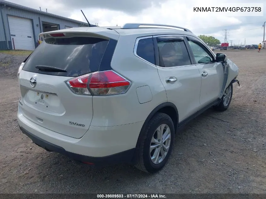 2016 Nissan Rogue Sv VIN: KNMAT2MV4GP673758 Lot: 39889503