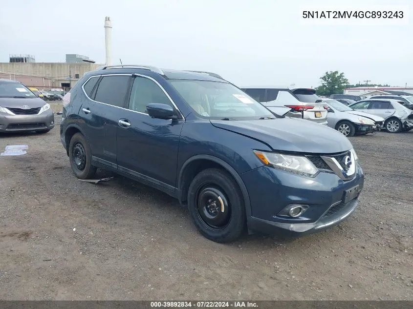 2016 Nissan Rogue Sl VIN: 5N1AT2MV4GC893243 Lot: 39892834