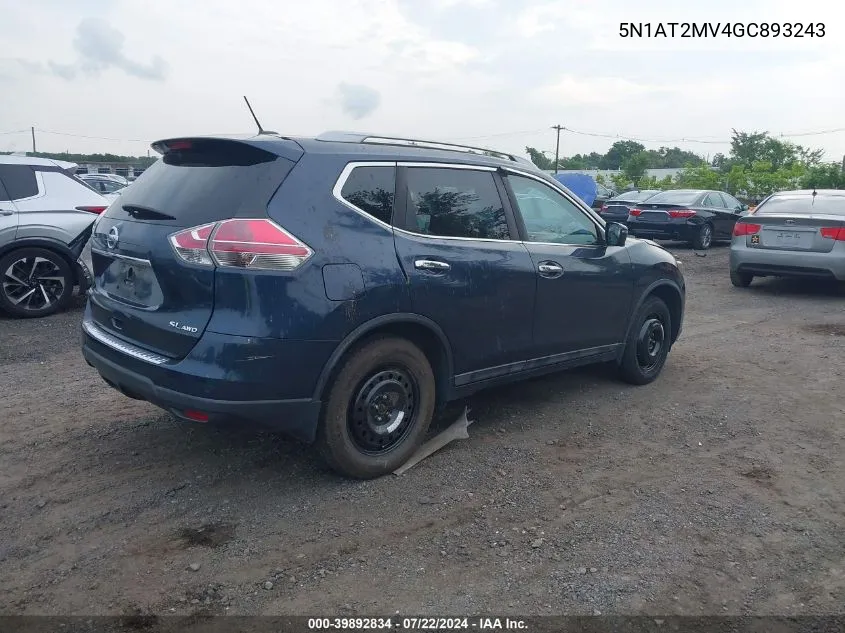 2016 Nissan Rogue Sl VIN: 5N1AT2MV4GC893243 Lot: 39892834