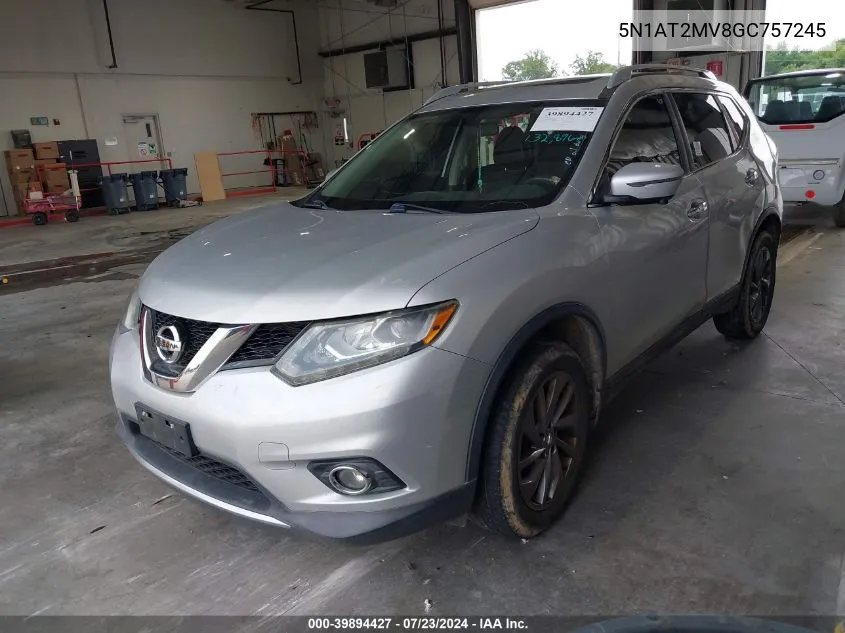 2016 Nissan Rogue Sl VIN: 5N1AT2MV8GC757245 Lot: 39894427