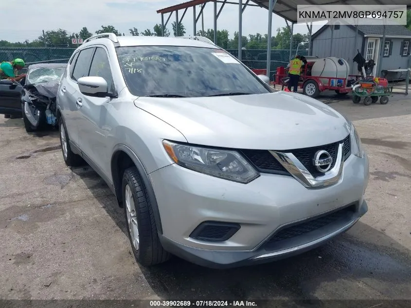 2016 Nissan Rogue Sv VIN: KNMAT2MV8GP694757 Lot: 39902689