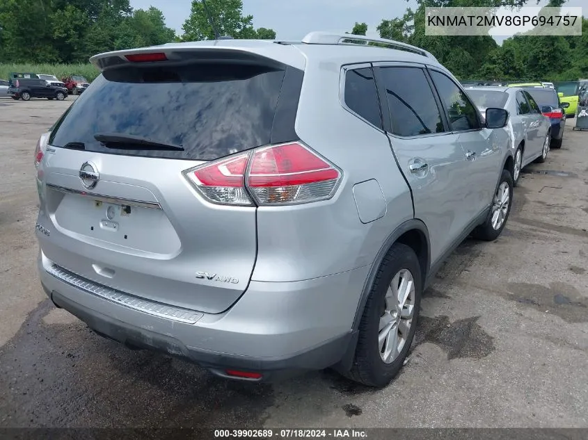 2016 Nissan Rogue Sv VIN: KNMAT2MV8GP694757 Lot: 39902689