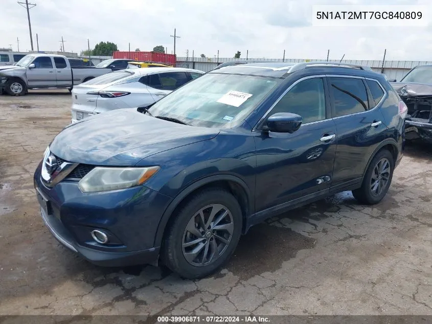 5N1AT2MT7GC840809 2016 Nissan Rogue Sl