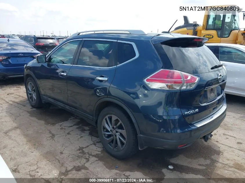 2016 Nissan Rogue Sl VIN: 5N1AT2MT7GC840809 Lot: 39906871