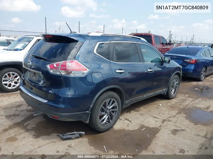 2016 Nissan Rogue Sl VIN: 5N1AT2MT7GC840809 Lot: 39906871