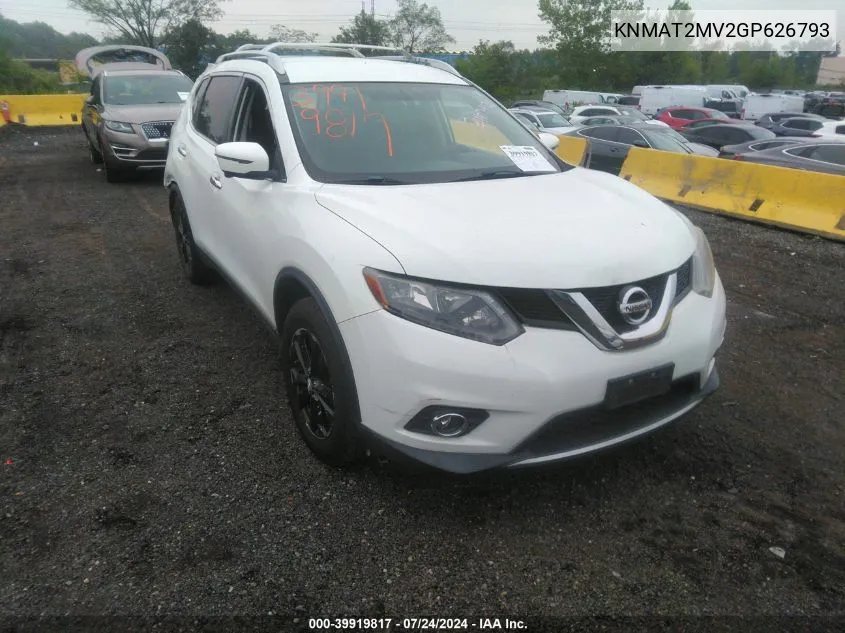 2016 Nissan Rogue Sv VIN: KNMAT2MV2GP626793 Lot: 39919817