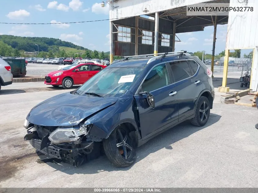 2016 Nissan Rogue S VIN: KNMAT2MV3GP632778 Lot: 39966065