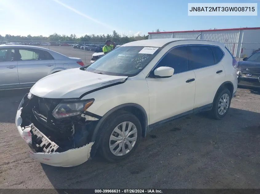 2016 Nissan Rogue S VIN: JN8AT2MT3GW008715 Lot: 39966631