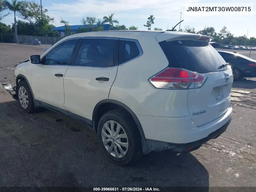 2016 Nissan Rogue S VIN: JN8AT2MT3GW008715 Lot: 39966631