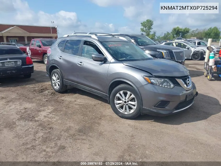 2016 Nissan Rogue Sv VIN: KNMAT2MTXGP725294 Lot: 39976183