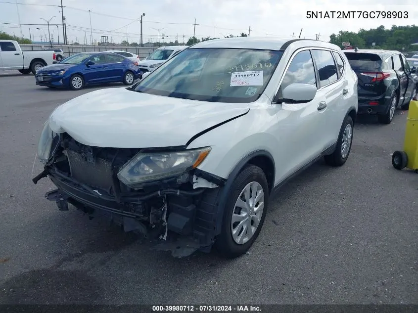 2016 Nissan Rogue S/Sl/Sv VIN: 5N1AT2MT7GC798903 Lot: 39980712