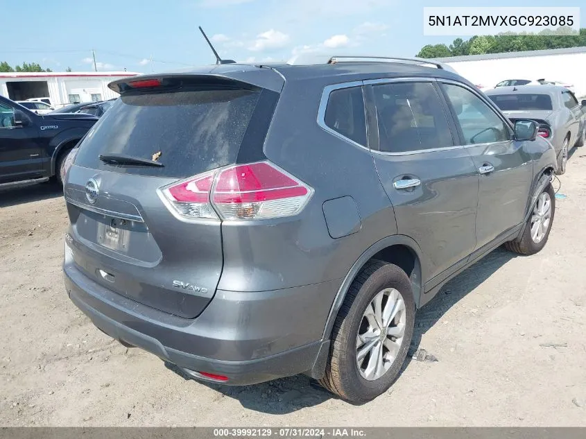 2016 Nissan Rogue Sv VIN: 5N1AT2MVXGC923085 Lot: 39992129