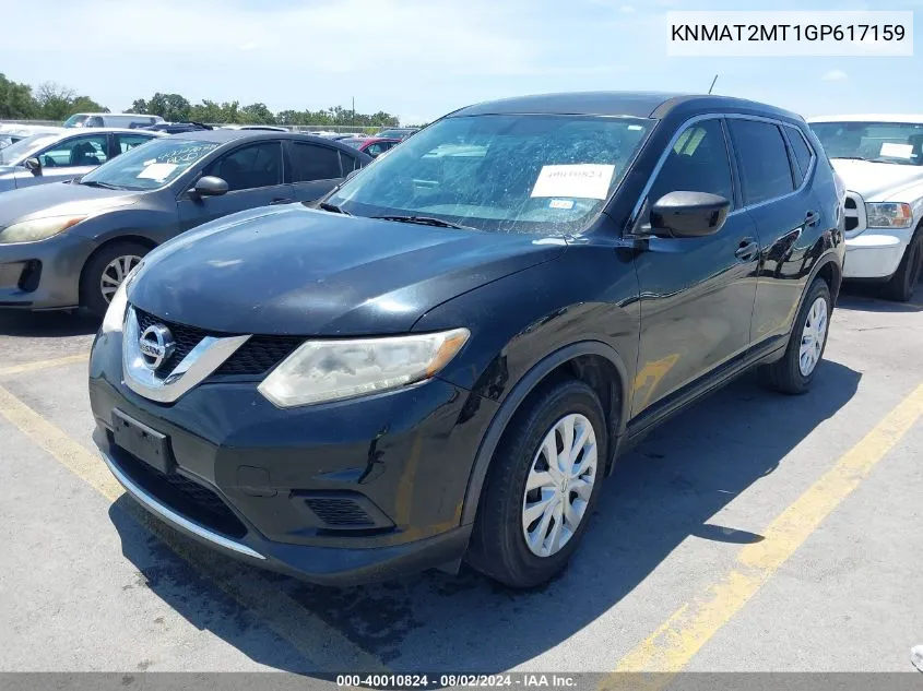 2016 Nissan Rogue S VIN: KNMAT2MT1GP617159 Lot: 40010824