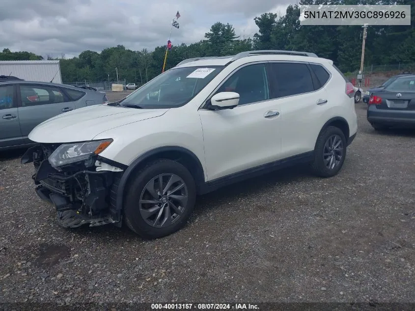 2016 Nissan Rogue Sl VIN: 5N1AT2MV3GC896926 Lot: 40013157