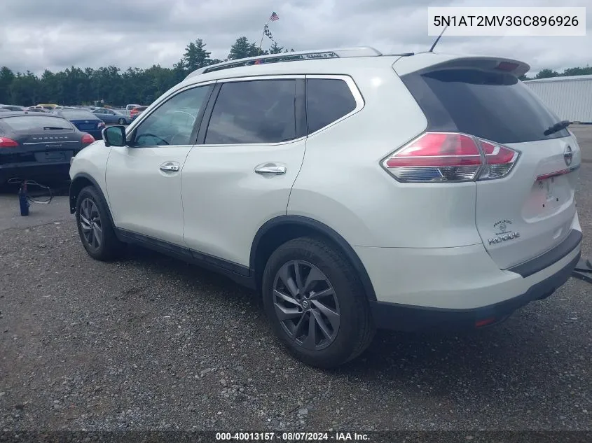 2016 Nissan Rogue Sl VIN: 5N1AT2MV3GC896926 Lot: 40013157