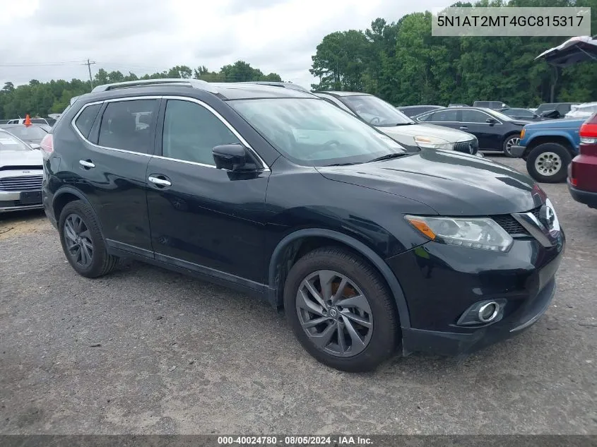 2016 Nissan Rogue S/Sl/Sv VIN: 5N1AT2MT4GC815317 Lot: 40024780