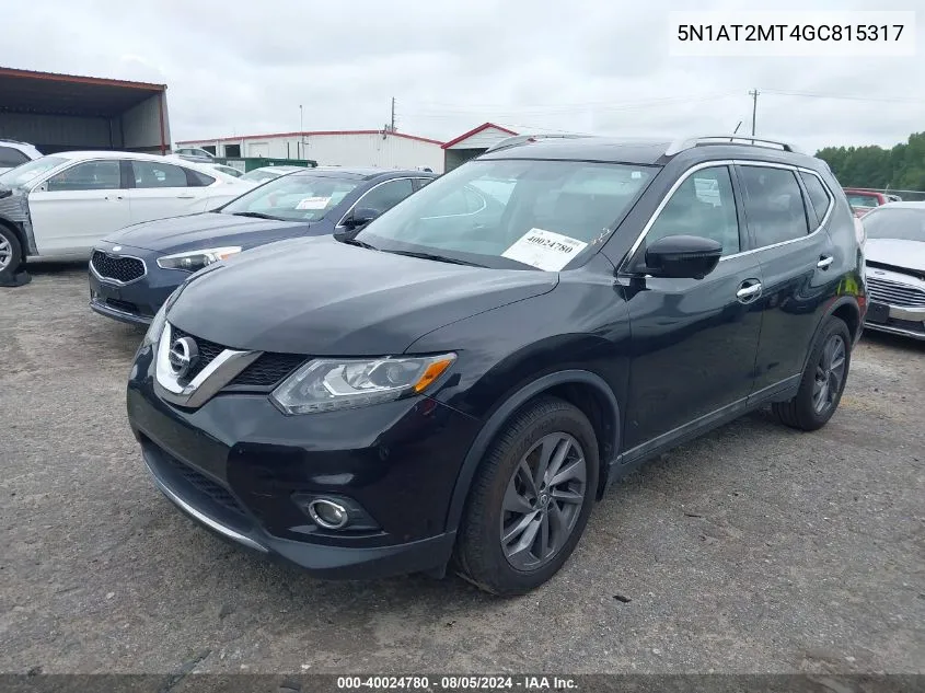 2016 Nissan Rogue S/Sl/Sv VIN: 5N1AT2MT4GC815317 Lot: 40024780