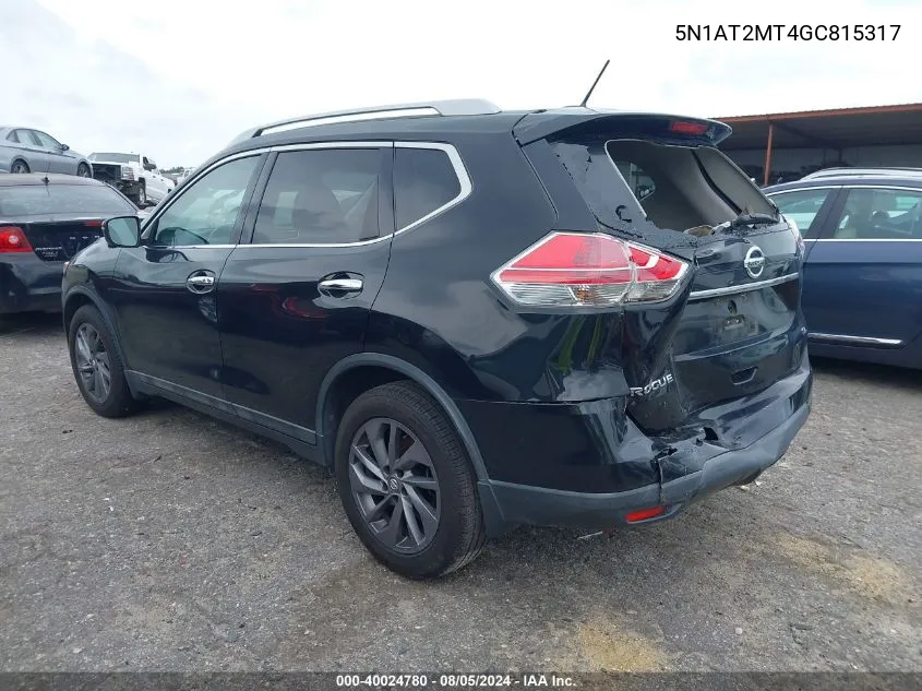 5N1AT2MT4GC815317 2016 Nissan Rogue S/Sl/Sv