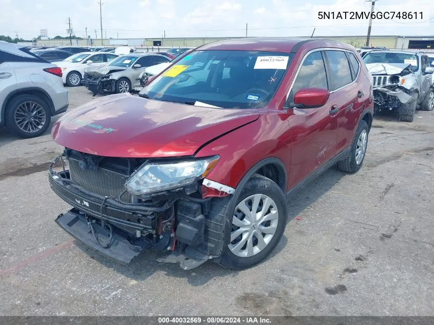 5N1AT2MV6GC748611 2016 Nissan Rogue S/Sl/Sv