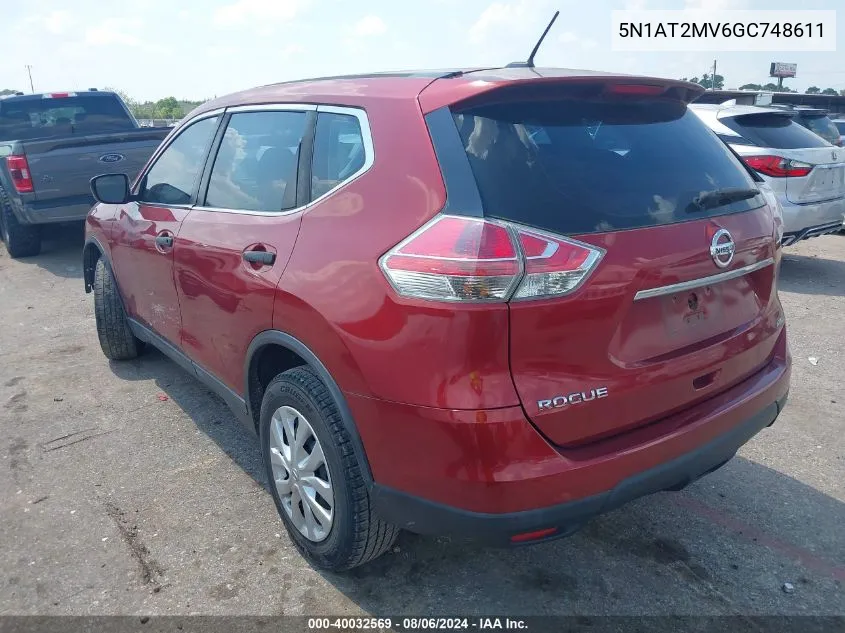 5N1AT2MV6GC748611 2016 Nissan Rogue S/Sl/Sv