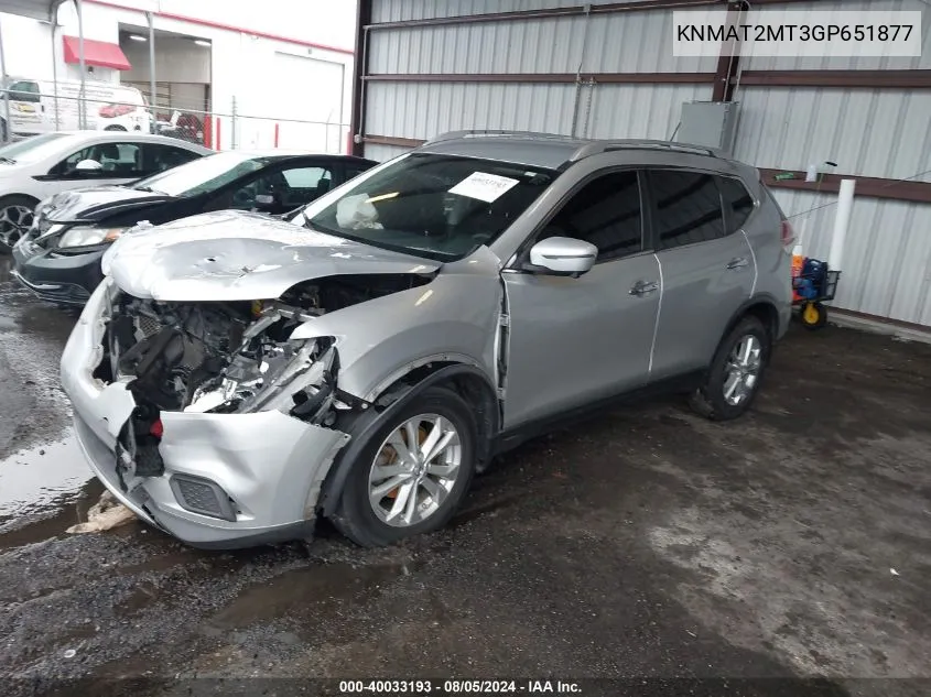 2016 Nissan Rogue Sv VIN: KNMAT2MT3GP651877 Lot: 40033193