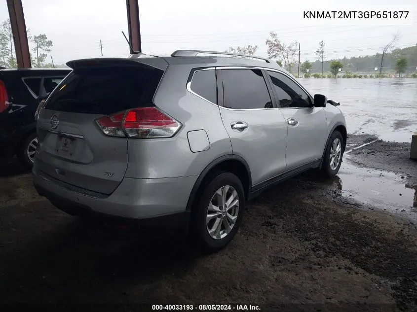 2016 Nissan Rogue Sv VIN: KNMAT2MT3GP651877 Lot: 40033193