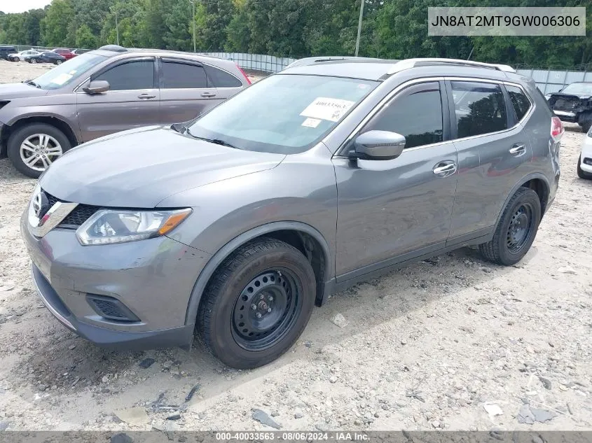 2016 Nissan Rogue S VIN: JN8AT2MT9GW006306 Lot: 40033563