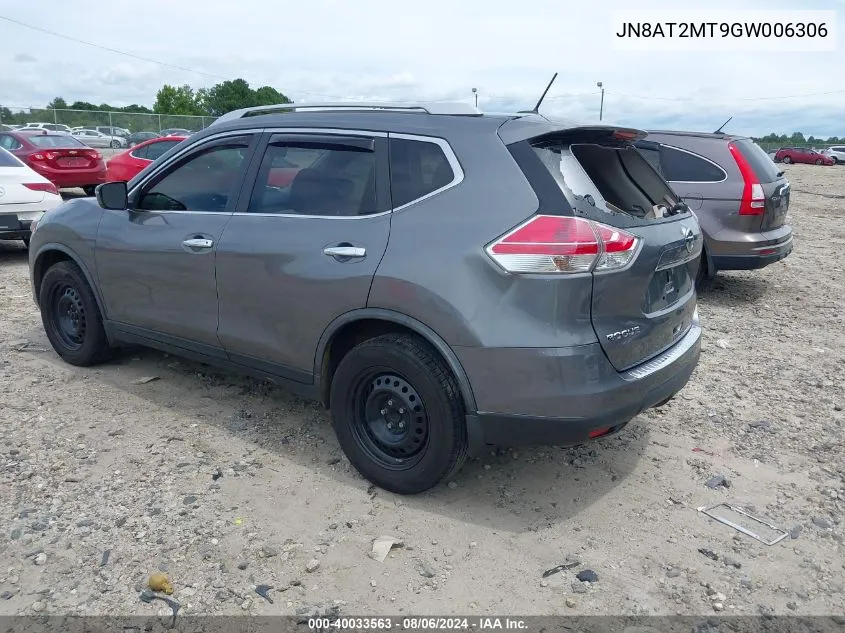 2016 Nissan Rogue S VIN: JN8AT2MT9GW006306 Lot: 40033563