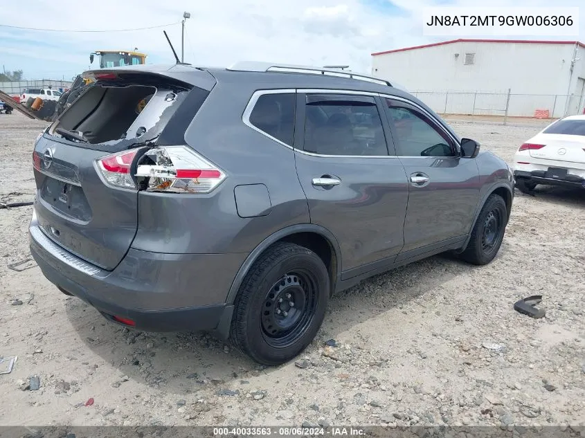 2016 Nissan Rogue S VIN: JN8AT2MT9GW006306 Lot: 40033563