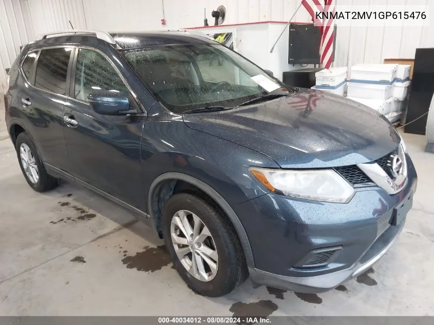 2016 Nissan Rogue Sv VIN: KNMAT2MV1GP615476 Lot: 40034012