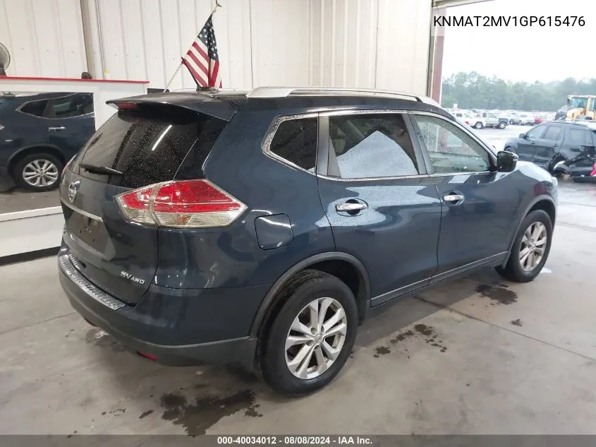 2016 Nissan Rogue Sv VIN: KNMAT2MV1GP615476 Lot: 40034012