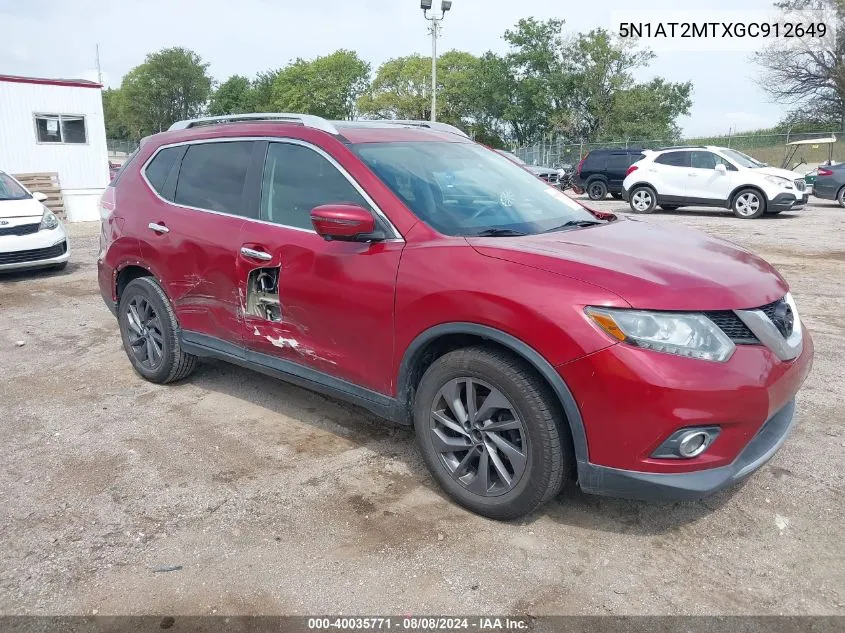 2016 Nissan Rogue Sl VIN: 5N1AT2MTXGC912649 Lot: 40035771