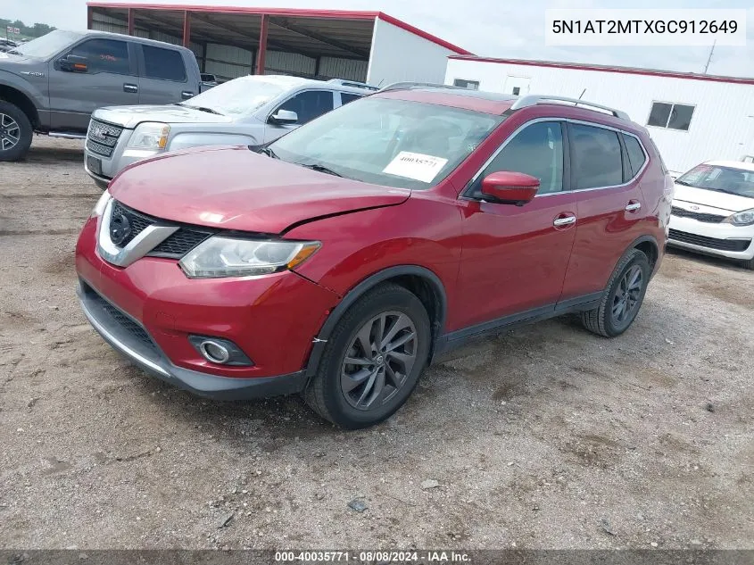 2016 Nissan Rogue Sl VIN: 5N1AT2MTXGC912649 Lot: 40035771