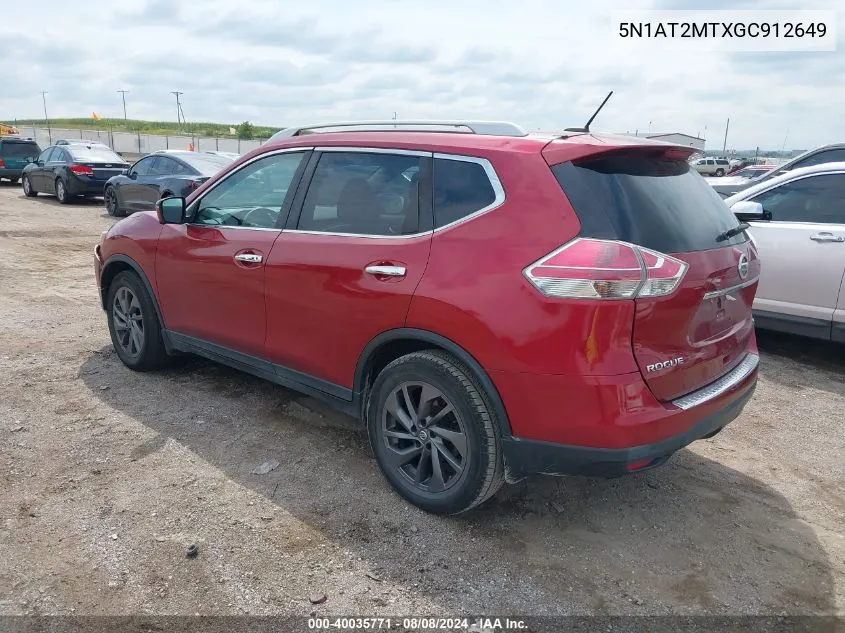 2016 Nissan Rogue Sl VIN: 5N1AT2MTXGC912649 Lot: 40035771