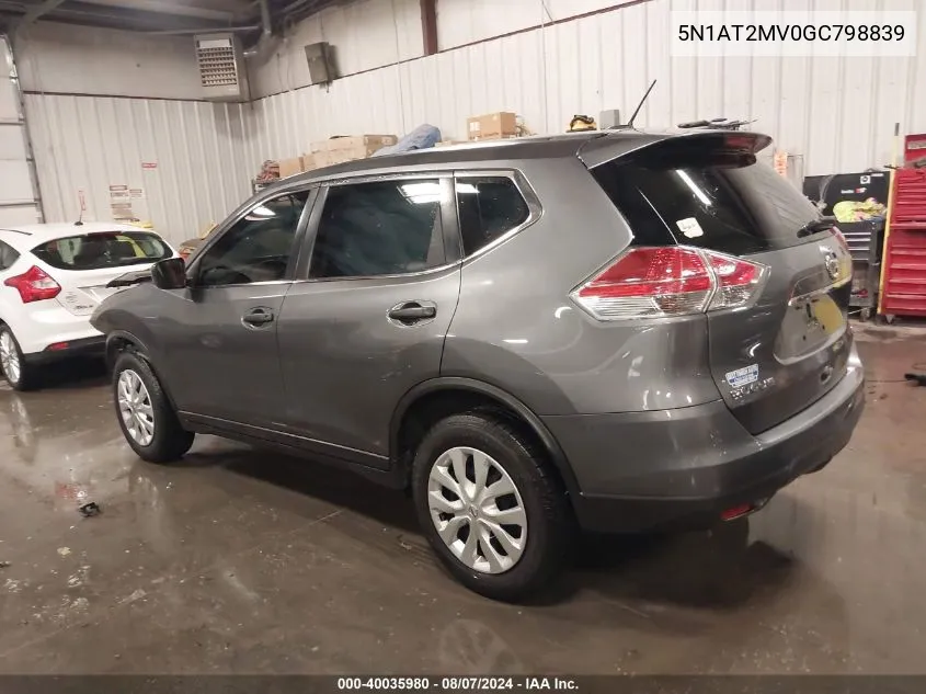 5N1AT2MV0GC798839 2016 Nissan Rogue S/Sl/Sv