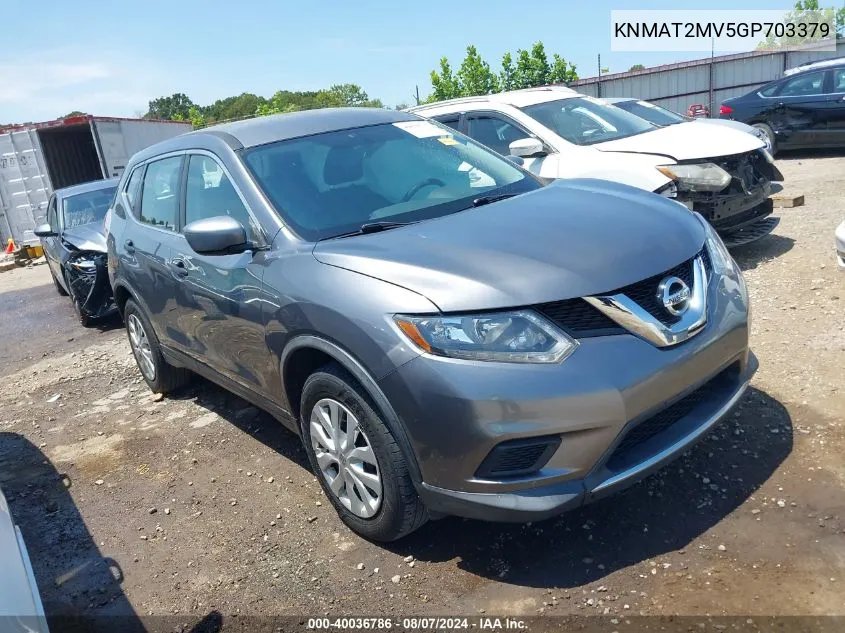 2016 Nissan Rogue S VIN: KNMAT2MV5GP703379 Lot: 40036786