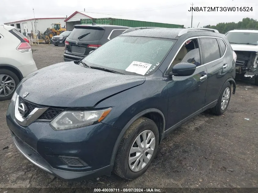 2016 Nissan Rogue S VIN: JN8AT2MT3GW016524 Lot: 40039711