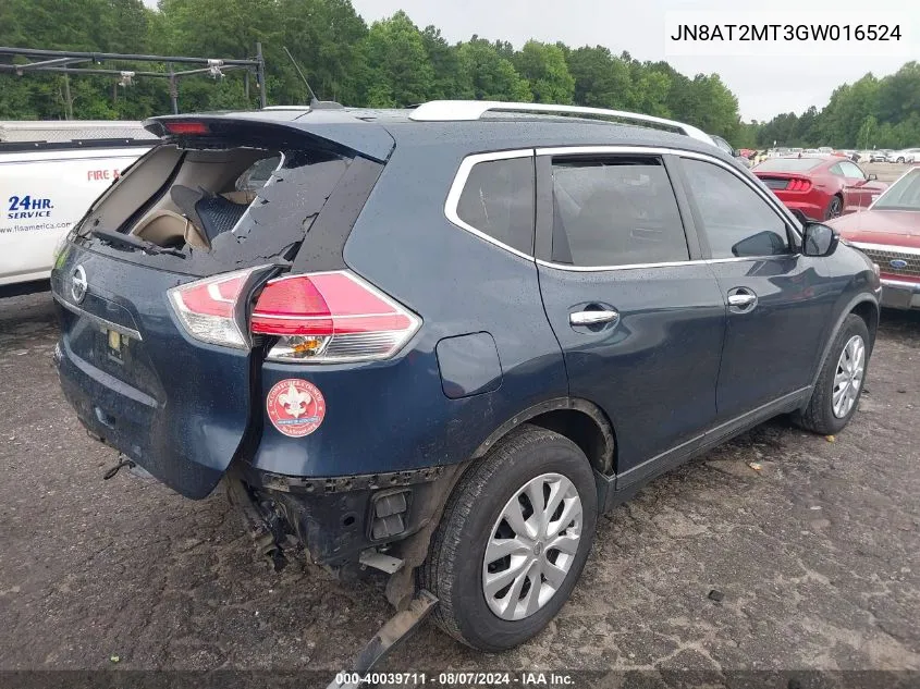 2016 Nissan Rogue S VIN: JN8AT2MT3GW016524 Lot: 40039711