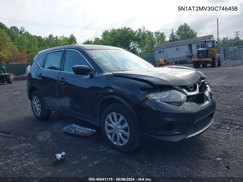 2016 Nissan Rogue S/Sl/Sv VIN: 5N1AT2MV3GC746458 Lot: 40041179