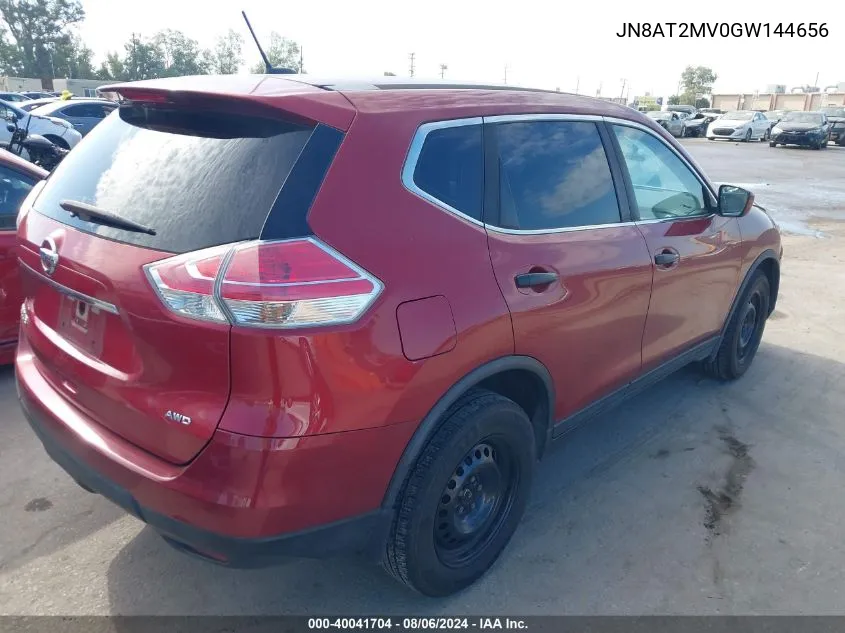 2016 Nissan Rogue S VIN: JN8AT2MV0GW144656 Lot: 40041704