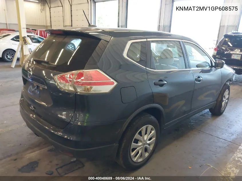 2016 Nissan Rogue S VIN: KNMAT2MV1GP608575 Lot: 40048689