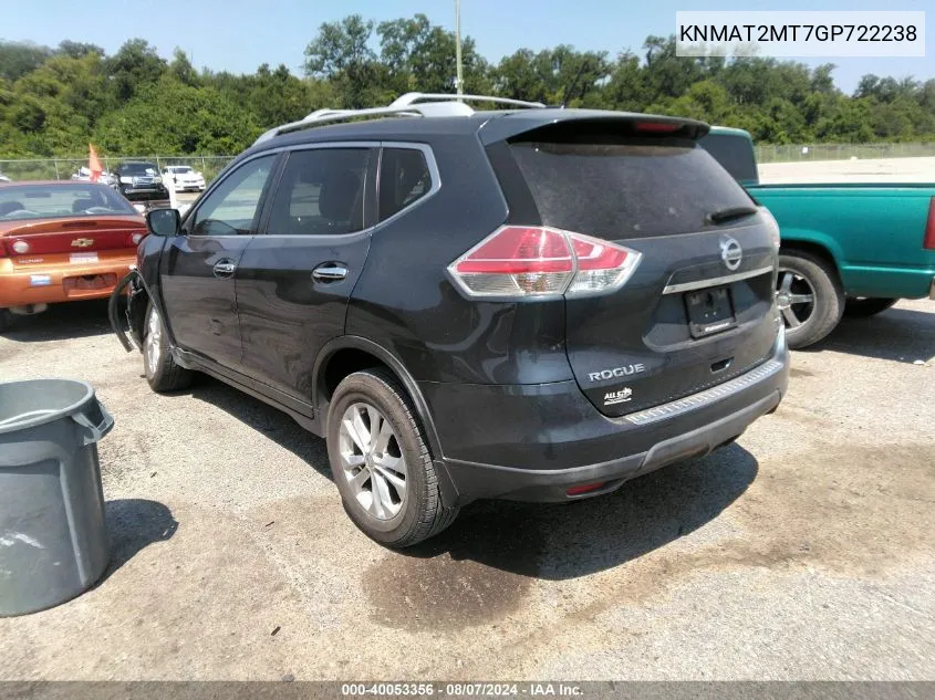 2016 Nissan Rogue Sv VIN: KNMAT2MT7GP722238 Lot: 40053356