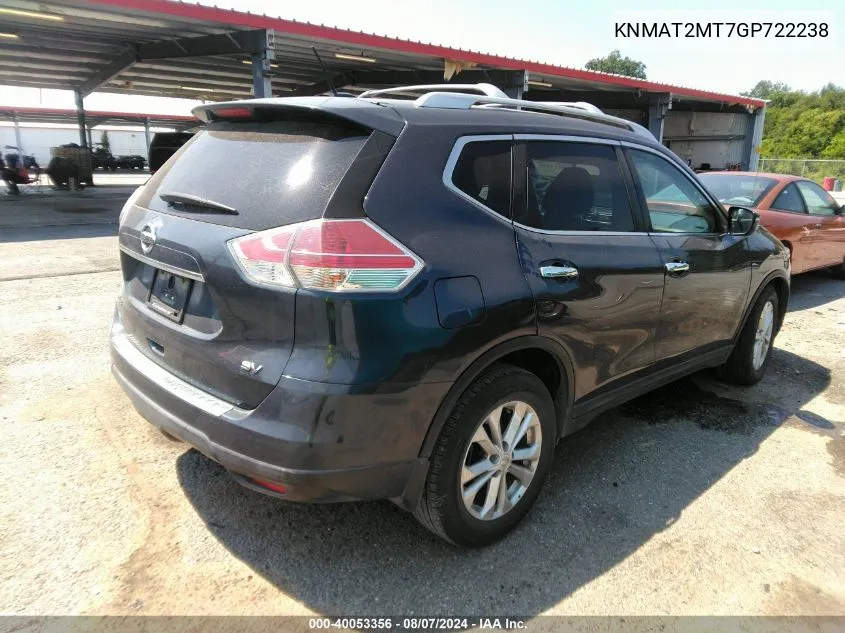 2016 Nissan Rogue Sv VIN: KNMAT2MT7GP722238 Lot: 40053356