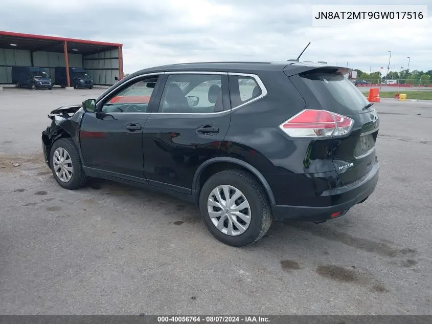 2016 Nissan Rogue S VIN: JN8AT2MT9GW017516 Lot: 40056764