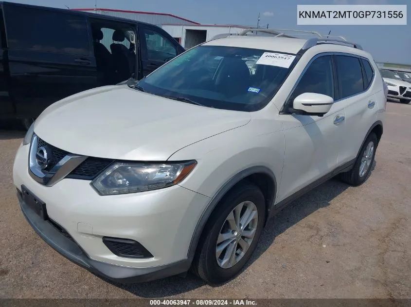 2016 Nissan Rogue Sv VIN: KNMAT2MT0GP731556 Lot: 40063947