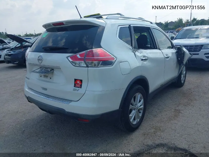 2016 Nissan Rogue Sv VIN: KNMAT2MT0GP731556 Lot: 40063947