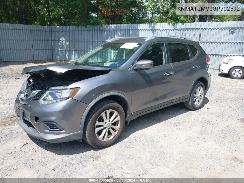 2016 Nissan Rogue S/Sl/Sv VIN: KNMAT2MV0GP702592 Lot: 40065626