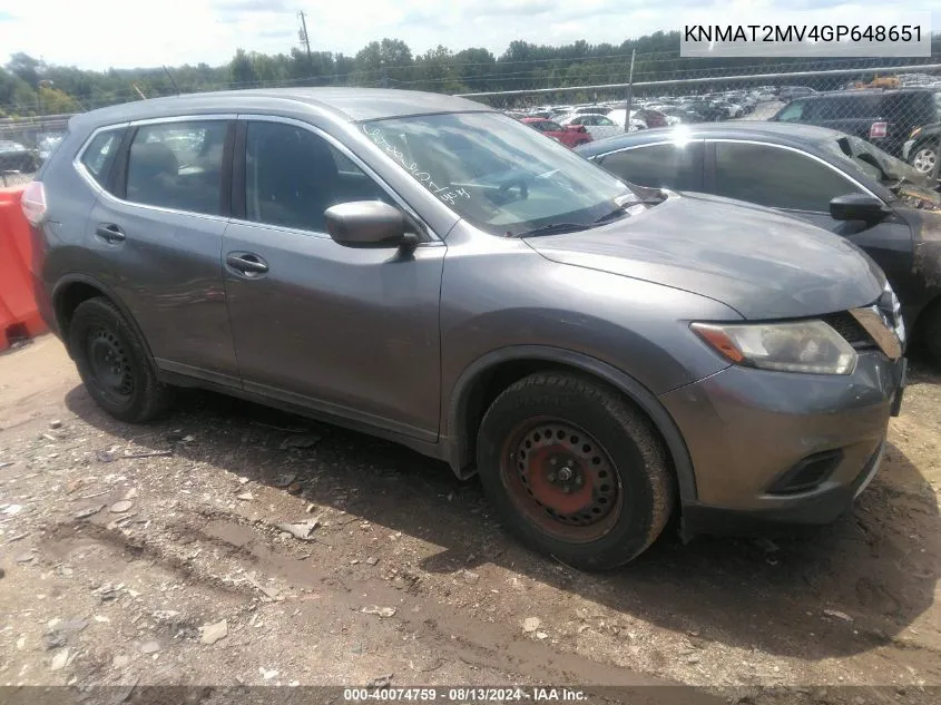 KNMAT2MV4GP648651 2016 Nissan Rogue S