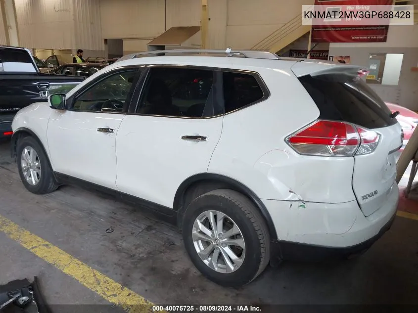 2016 Nissan Rogue Sv VIN: KNMAT2MV3GP688428 Lot: 40075725